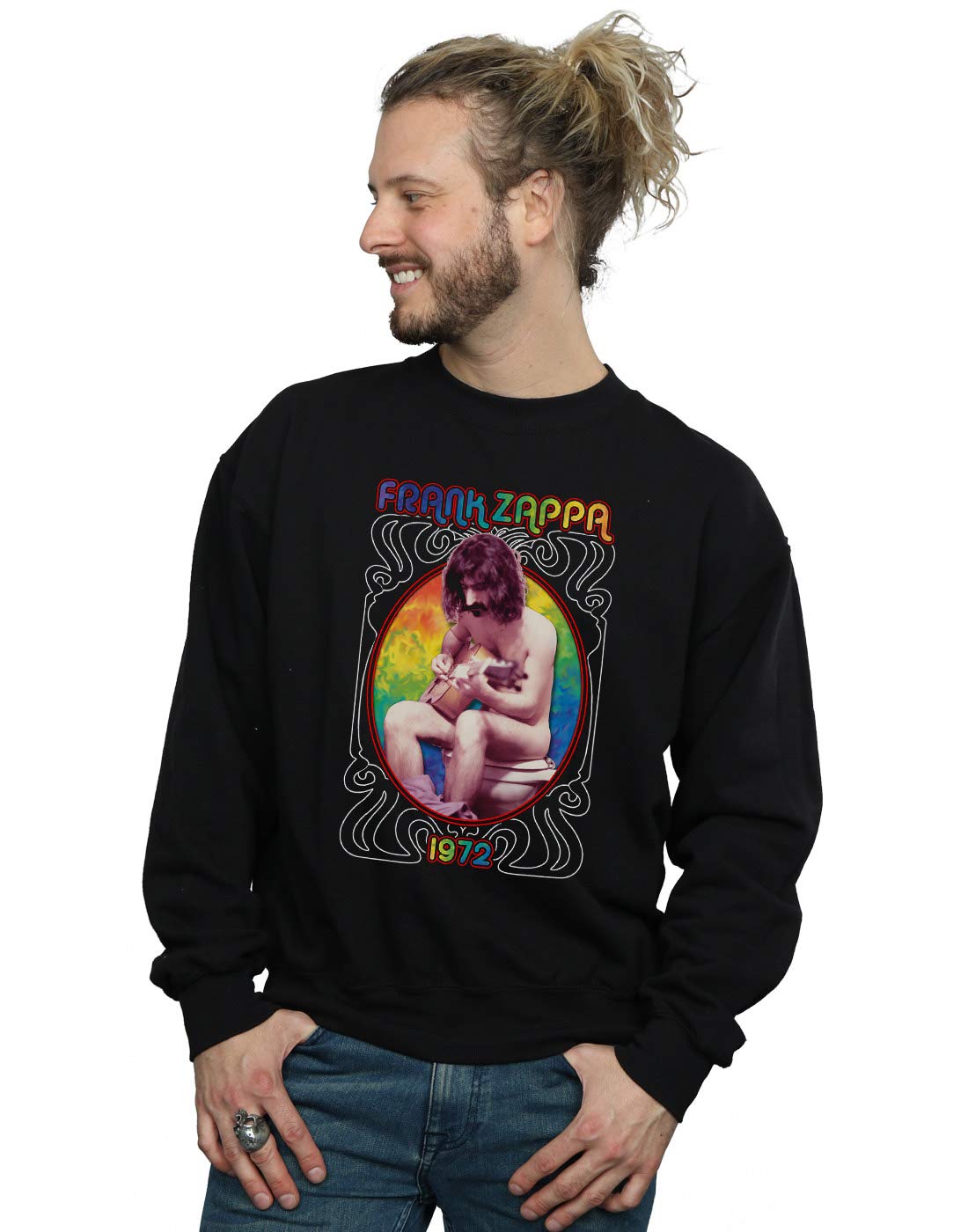 Absolute Cult Men's Black Frank Zappa Toilet 1972 Sweatshirt Medium
