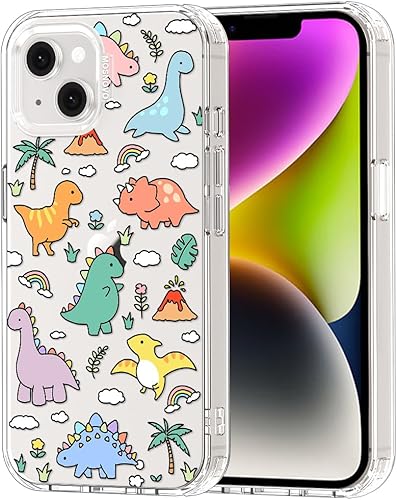 MOSNOVO - Funda para iPhone 1314, grado militar, probada en caídas de 6.6 pies, transparente con diseño de tierra de dinosaurios