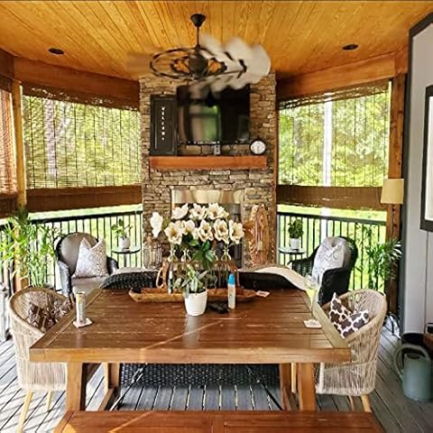LANTIME Nature Custom Wood Roman Shades, Bamboo Lined Blackout Window Shades Blinds for Window and Door, Pattern 2 Cover