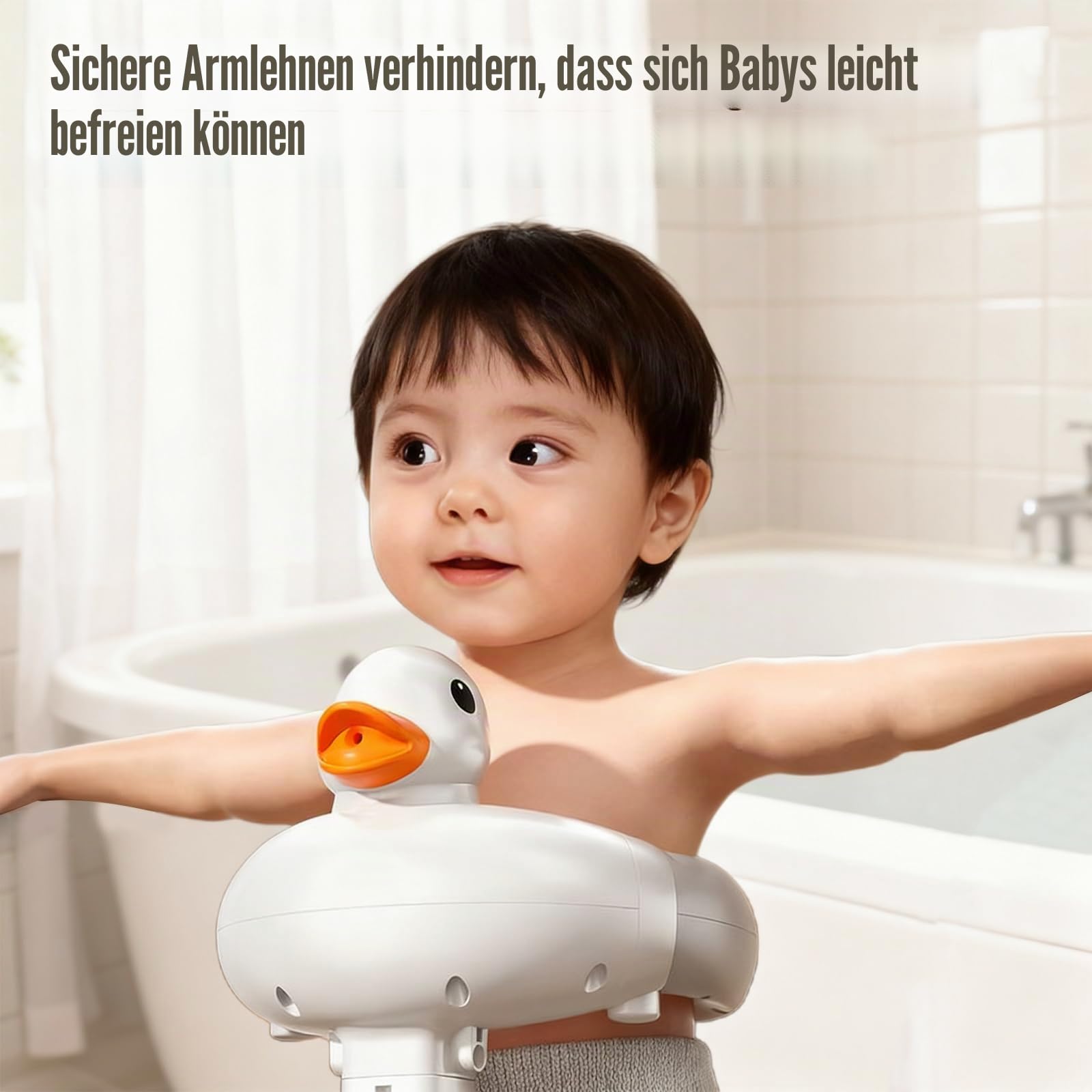 Baby Duschständer, Verstellbarer Badewannensitz Baby mit Anti-Rutsch-Basis, Ergonomischer Badehilfe für Stehendes Baden, Sicherer Baby Badewannensitz für Kinder