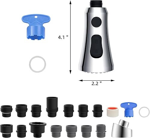 Vista 21 de Hibbent Cabezal de pulverización desplegable para grifo de cocina, boquilla rociadora de 3 funciones certificada por NSF/ANSI/CAN 61 y CUPC, 15