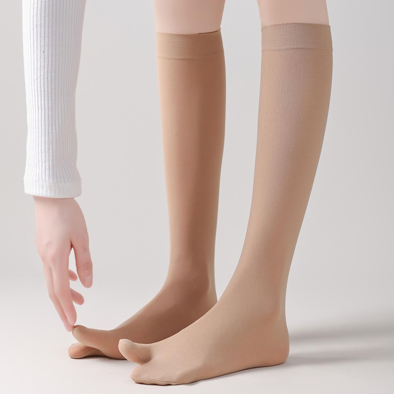 Générique 4 paires de chaussettes à orteil divisé ultra mince, chaussettes haute à genou en maille transparente respirantes pour les femmes