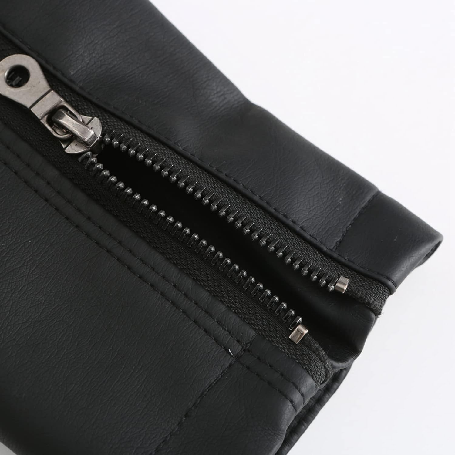 Lu's Chic Women's Faux Leather Jacket Long Sleeve Outerwear Zipper Fall Full Zip Spring Jackets & Coats