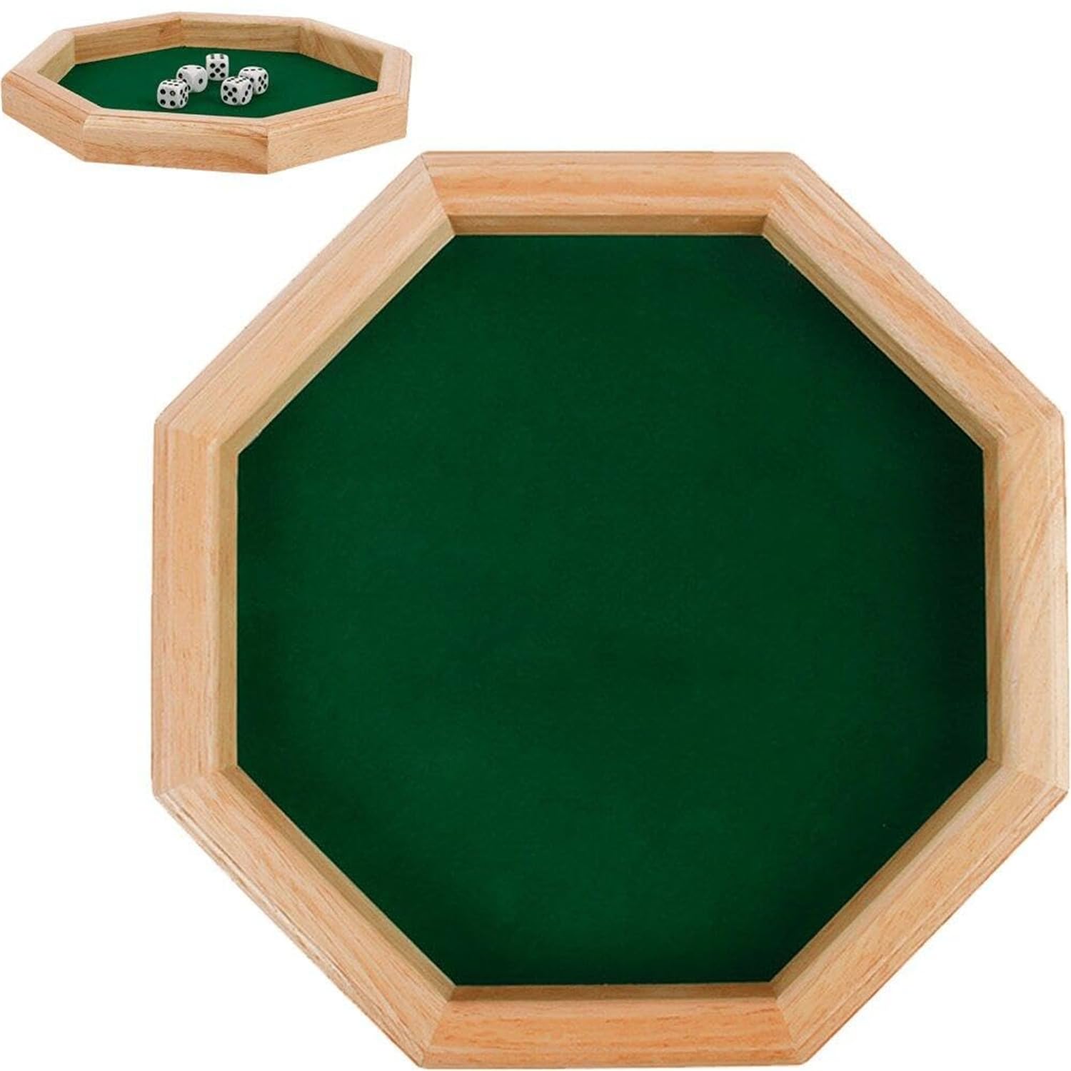 Plateau À Dés en Bois, Plateau Octogonal Doublé De Feutre, Porte-Monnaie, Porte-Monnaie, Porte-dés pour Maison, Bar, Jeux De Dés De Table