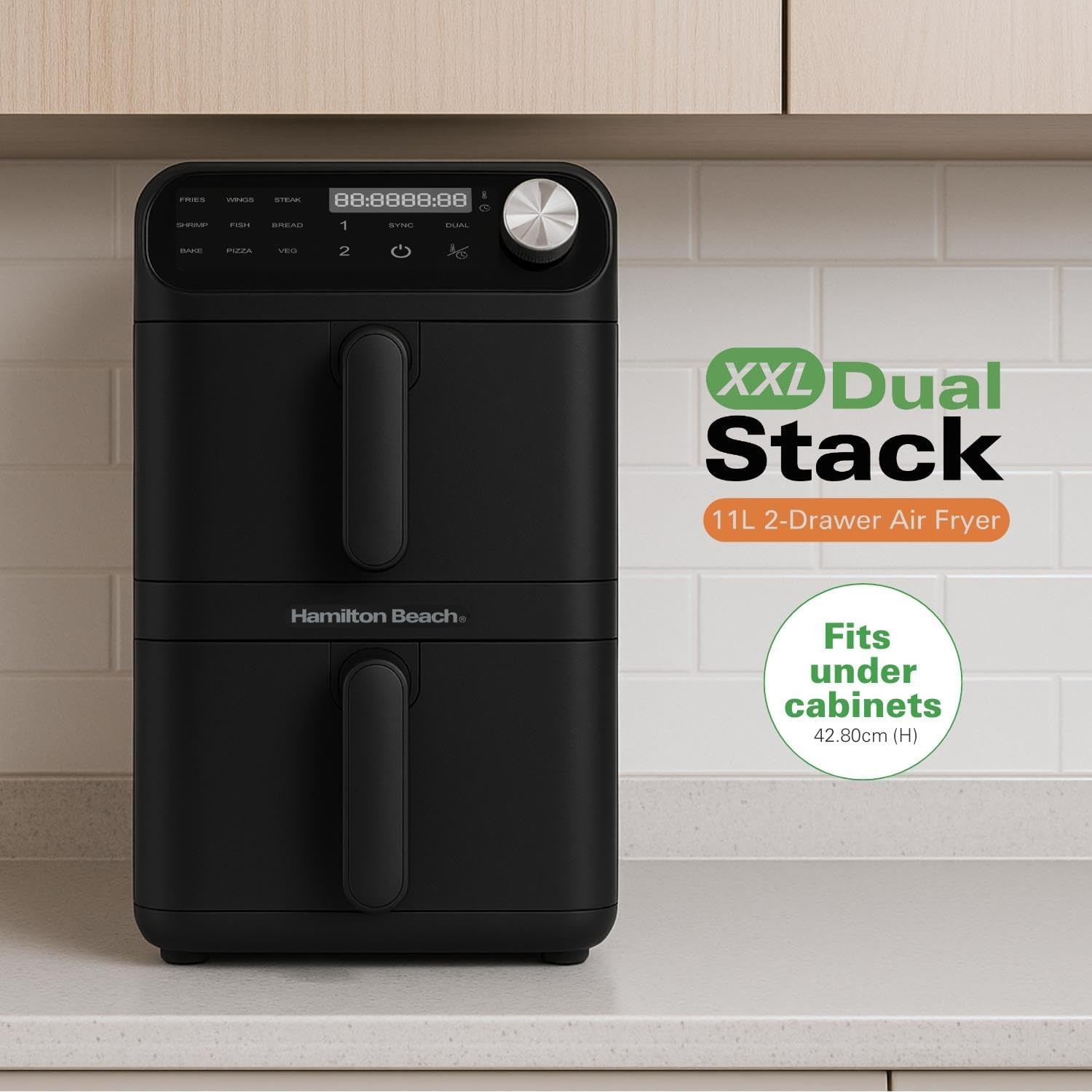 هاملتون بيتش مقلاة هوائية، سعة 11 لتر، تكديس مزدوج، 2460 واط، ... - view 1