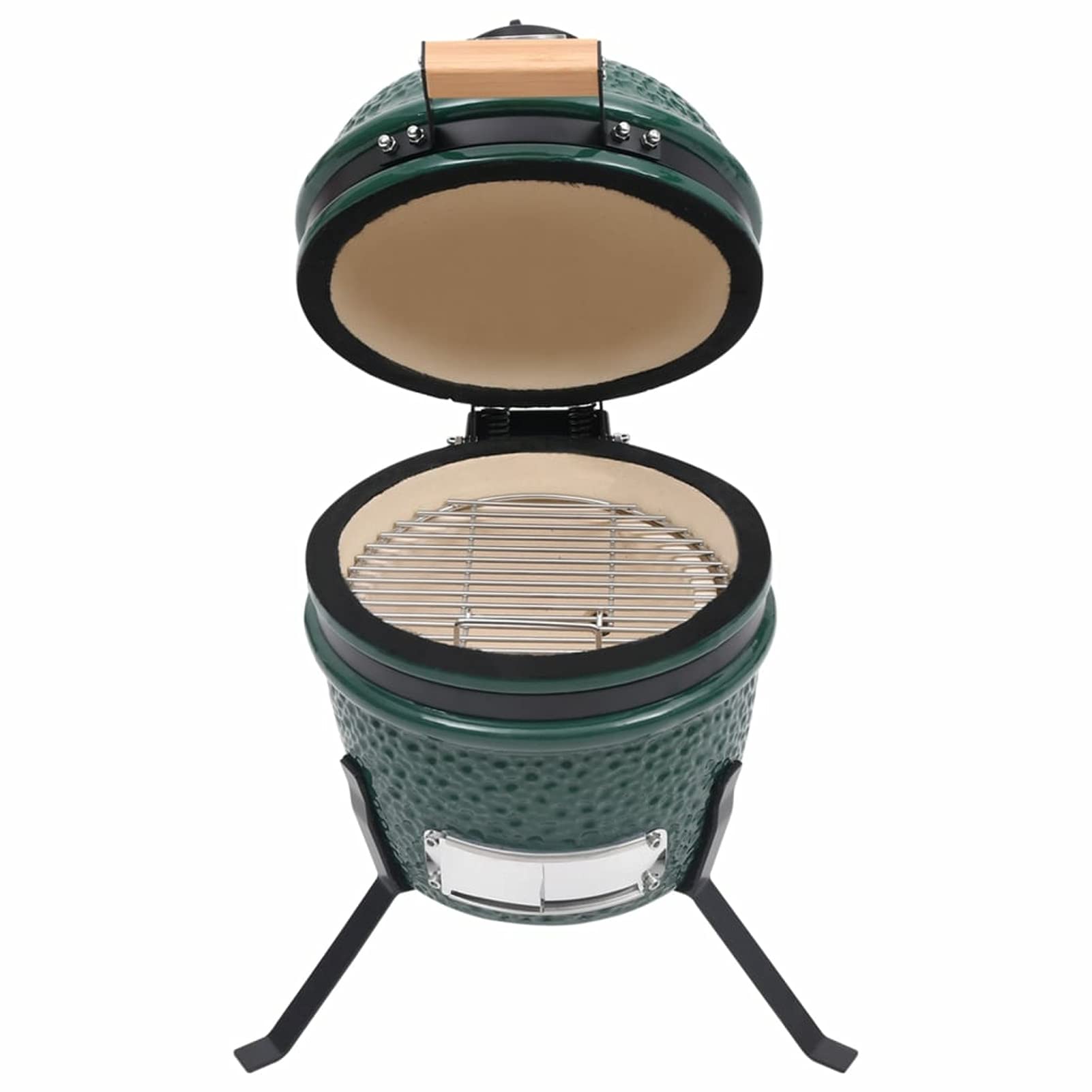 ShGaxin Kamado 2 w 1 ceramiczna wędzarnia, węgiel drzewny, grill węglowy, grill grillowy, grill węglowy i drewno, zielony 56 cm