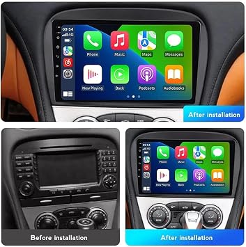 4+64G Car Radio Stereo for Mercedes SL63 SL65 SL500 R230 SL350 SL500 2005-2012, 9 inch Android 13 with Wireless Carplay Android Auto Double Din Radio Stereo GPS Navi Bluetooth Backup Camera