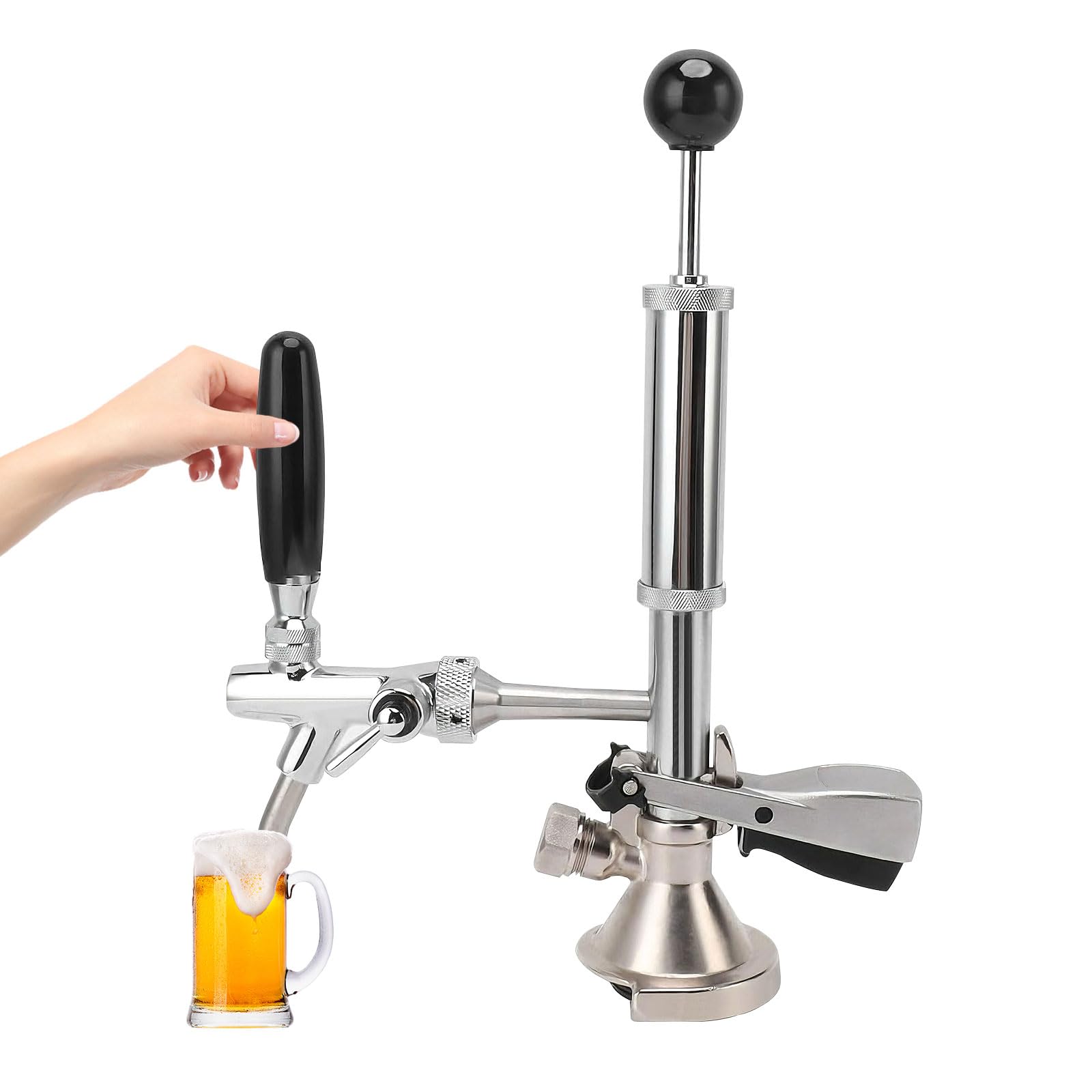4 Zoll Bierfass Partypumpe, Edelstahl Bierfass Zapfhahn mit Luftpumpe und Verteiler, Fassbier Kegerator Pumpe für Picknicks, Partys oder Camping