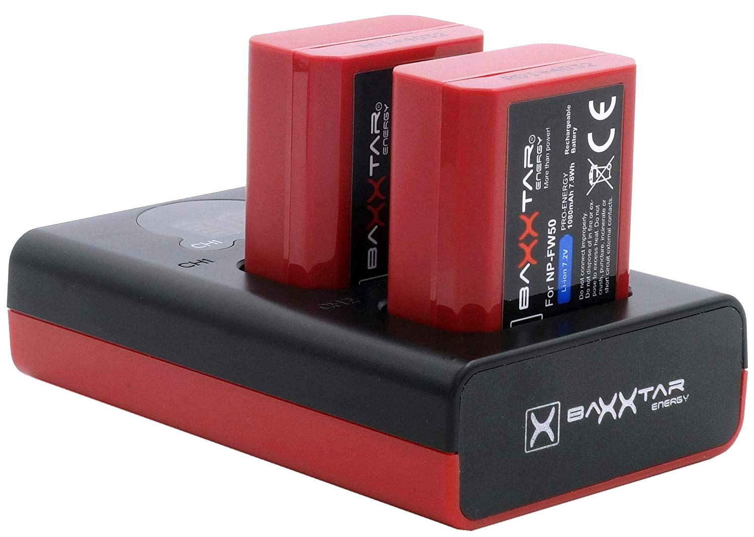 Baxxtar Zestaw 2X NP-FW50 1080mAh z ładowarką 18592 USB-C Dual LCD