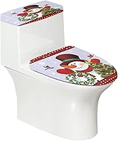 Vista 35 de Juego de decoración de baño de 2 piezas con diseño de muñeco de nieve de Navidad, cubierta de tanque para asiento de inodoro