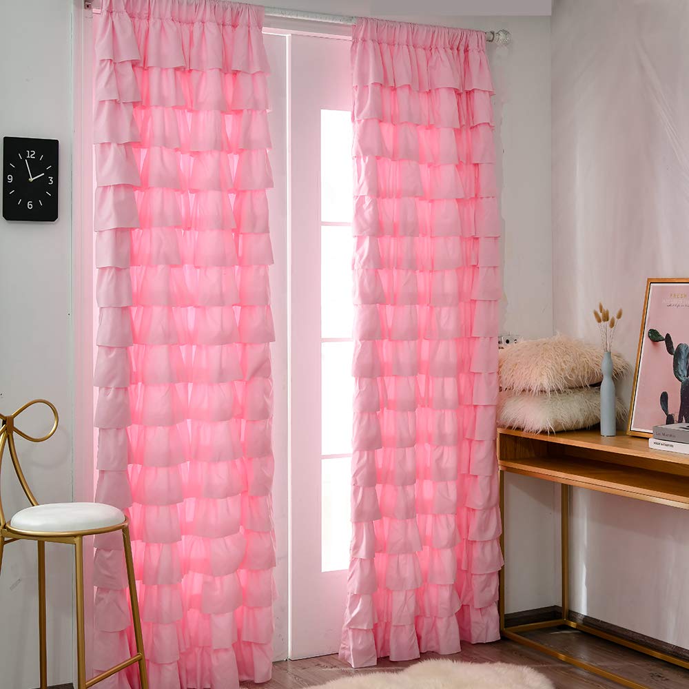 Pink Ruffled Curtains Panels Curtains & Drapes 2023