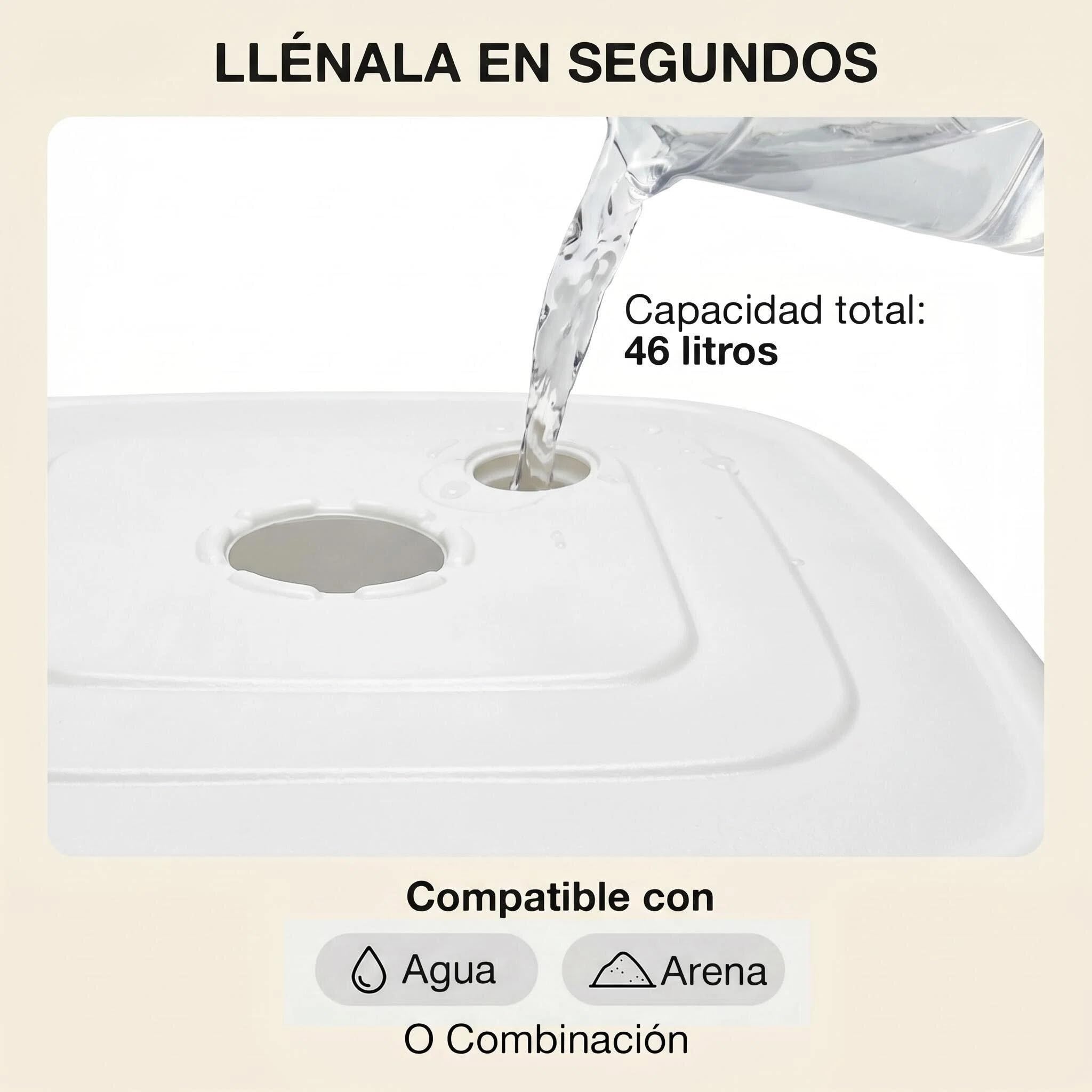 Cia&Co Base de Sombrilla con Ruedas XXL 48x48x24 cm · hasta 75 kg Rellenable 46L Agua/Arena · Compatible Ø33-50 mm · Sombrillas Grandes · Exterior Jardín Terraza Antiviento (Blanco Jardin)