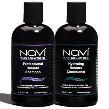 مجموعة Navi Professional Hair Growth - DHT Blocker للرقائق وفقدان الشعر ، شامبو وبلسم مجاني للكبريتات للرجال والنساء والشعر المعالج بالألوان ، 2 &times; 8 أونصة