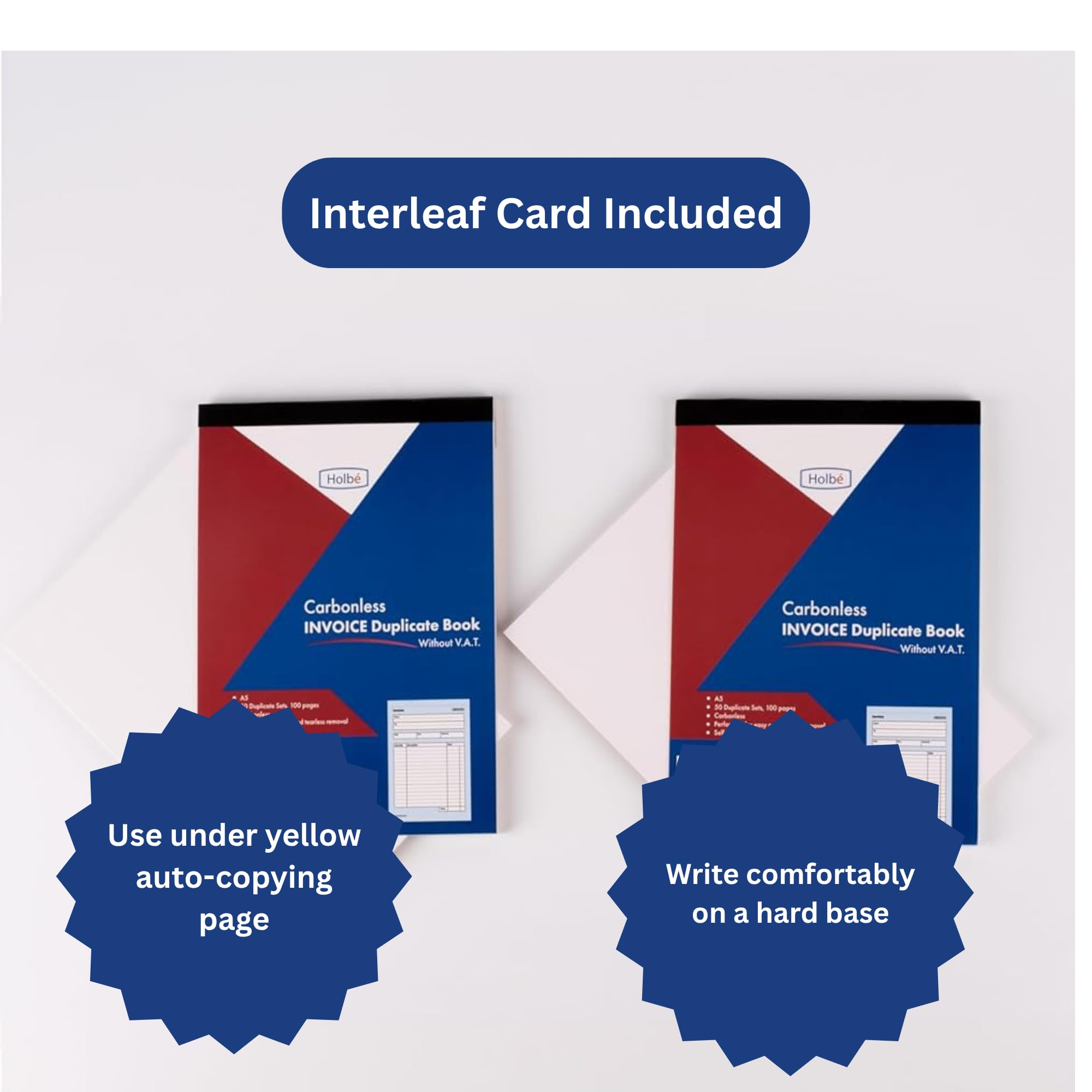 Lot de 2 carnets de reçus/carnet de factures sans TVA-A5, 100 pages chacun, auto-numéroté, facile à déchirer, couverture rigide étanche, séparateur de rechange