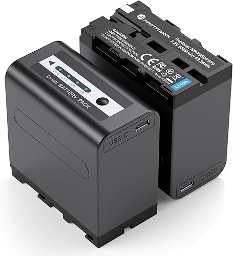 FirstPower Paquete de 2 baterías NP-F970 con puerto tipo C para Sony NP-F970 F960 F950 F930 F750 F550 y monitor de luz de video de videocámara Sony,