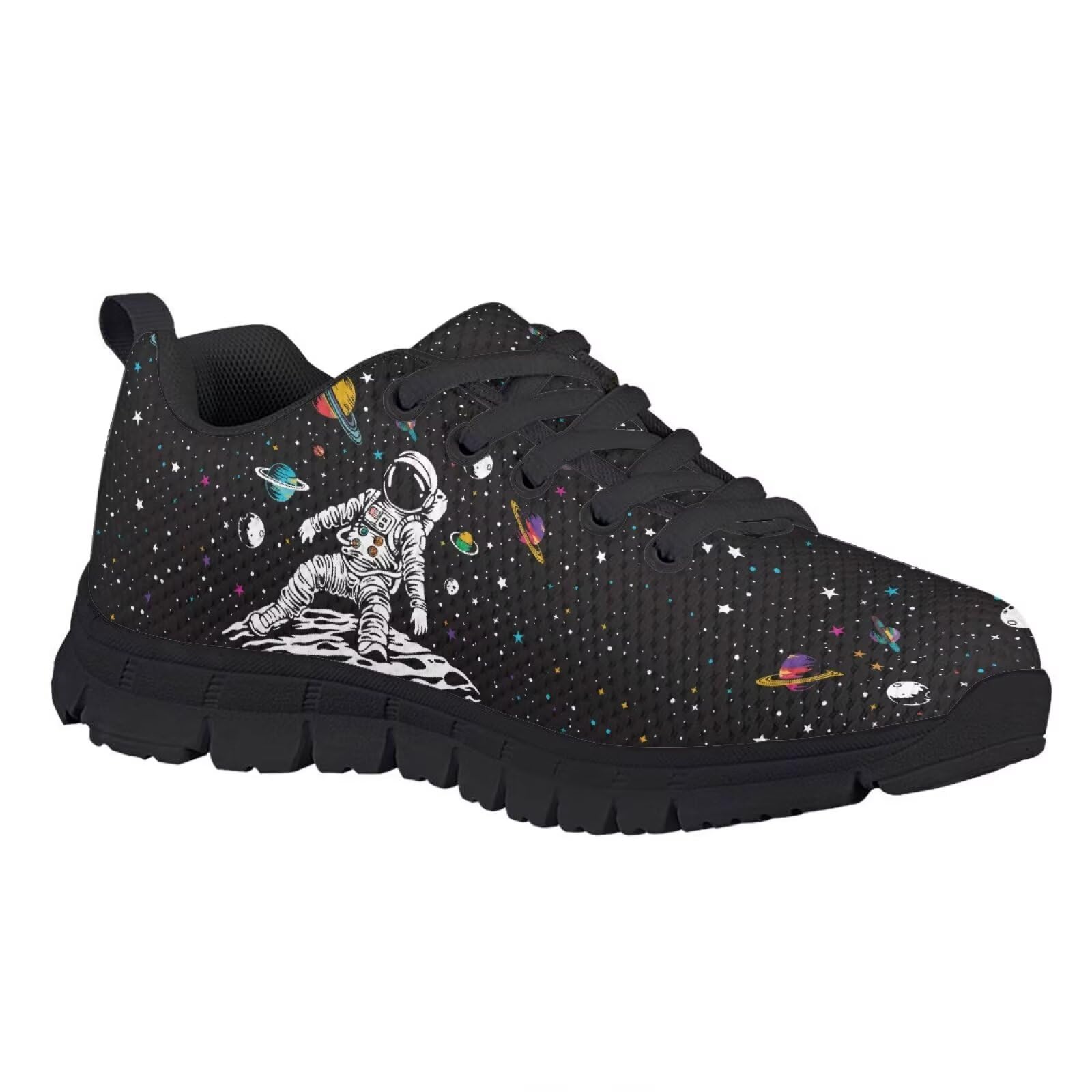 Doojoayie Fashion Astronaut Boys Sneakers Size 11.5 Comfy Little Kids Running Shoes Simple Lace Up Workout Sneakers for Active Child Casual Athletic Bowling Shoes Black