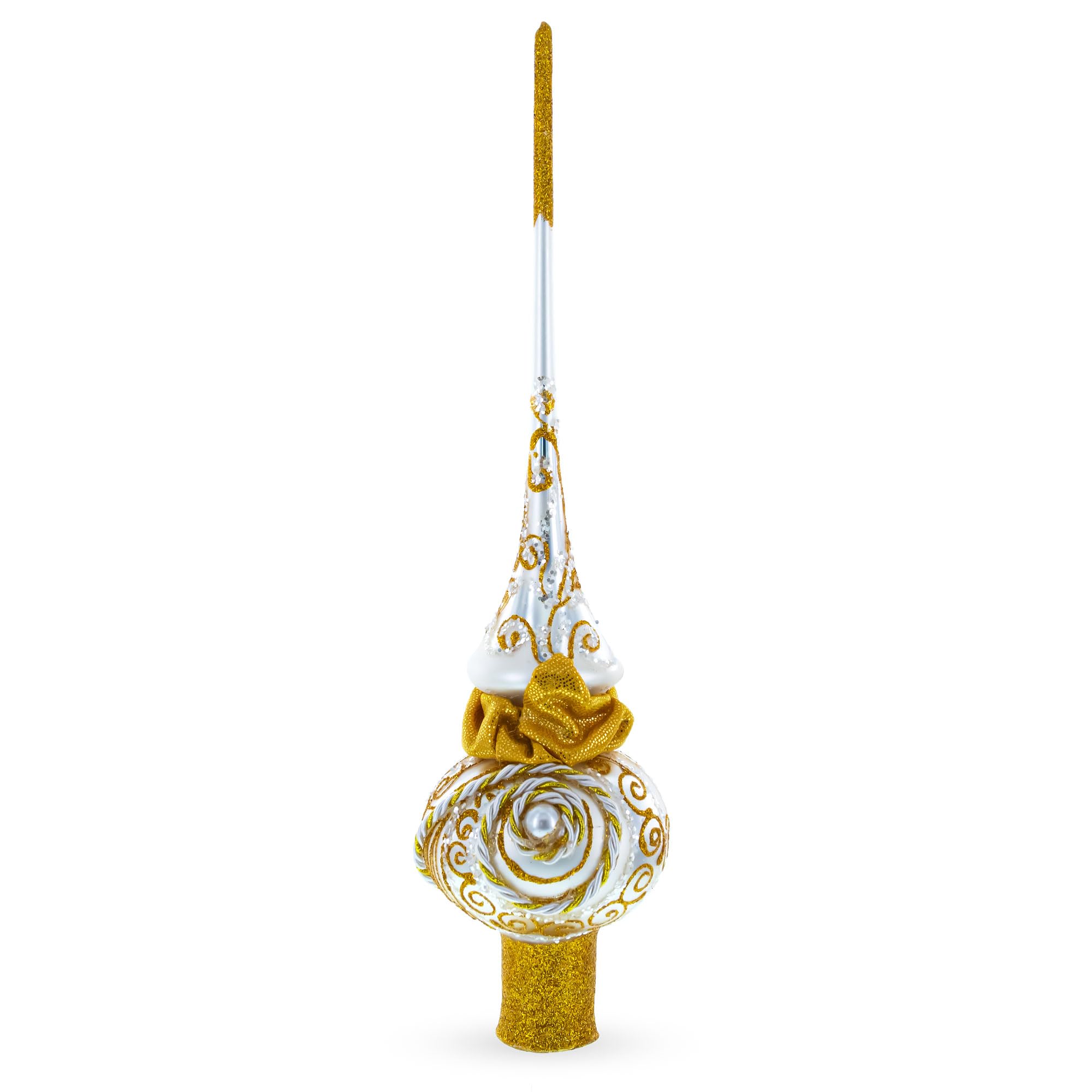 BESTPYSANKY Cimier de Sapin de Noël en Verre Blanc 27,9 cm