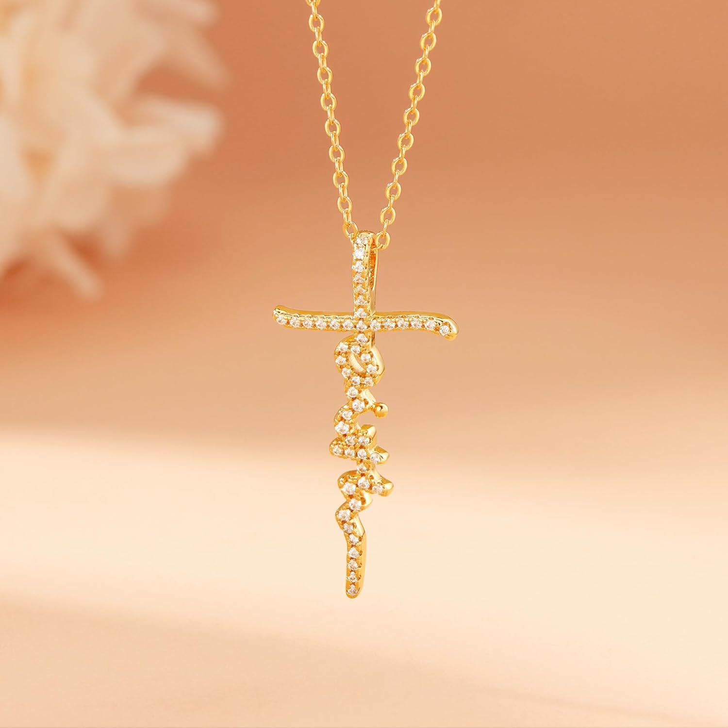 Lcherry Faith Cross Necklace - Gold plated Cubic Zirconia Faith Necklace for Women Religious Confirmation Gifts Jewelry - Image 3