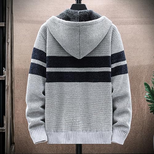 Men's Full Zippered Hooded Cardigan Warm Knit Slim Fit Casual Jacket Long Sleeve Classic Soft Hoodies Sweater2