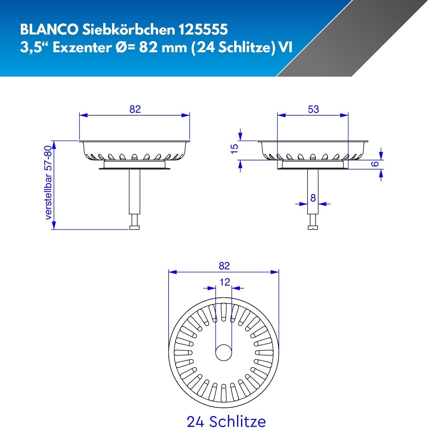 Blanco 125555 Sitko do Zlewu, Chrom, 8.5 x 8.2 x 8.5 cm