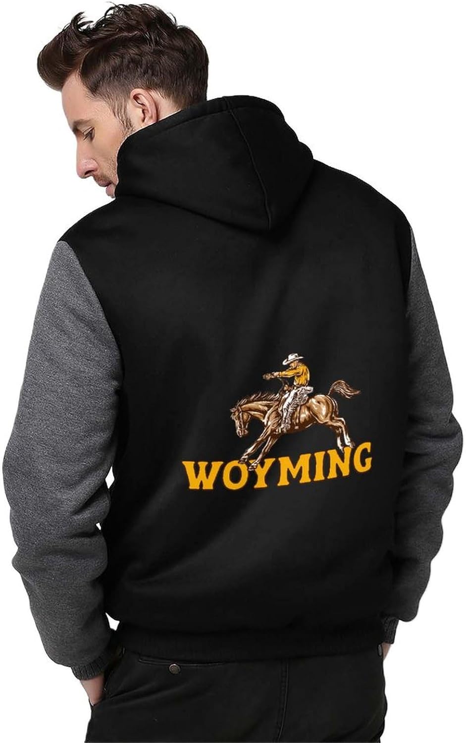 Wyoming Men's Fleece Hoodie Jacket Coat Warm Casual Sweatshirt with Pockets