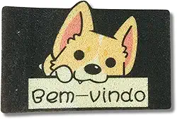Tapete Capacho Decorativo Pets, 60x40cm, Poliéster Emborrachado, Antiderrapante, Para Porta de Entrada (CACHORRRO PLAQUINHA)