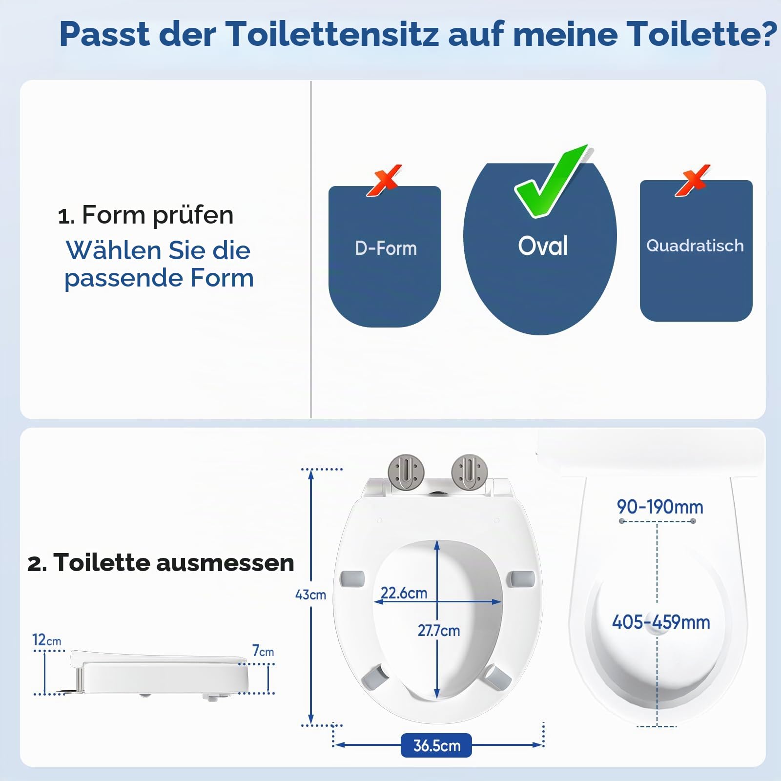 SAMODRA Toilettensitzerhöhung mit Absenkautomatik, oval, Schnellverschluss für einfaches Anbringen und Reinigen, erhöhter Toilettensitz für ältere Menschen, Behinderte und nach Operationen