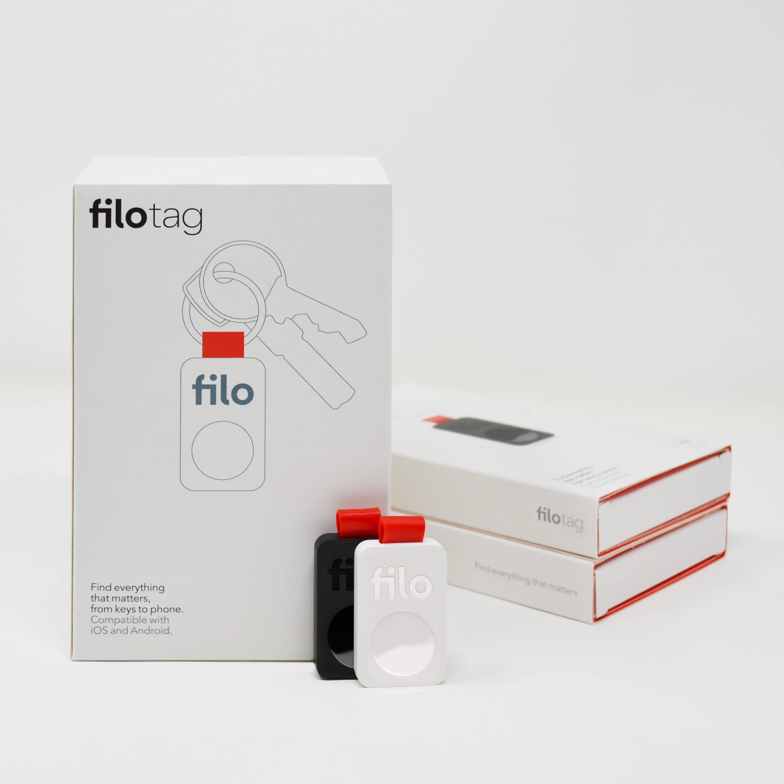 Filo Tag - Localizzatore Bluetooth - Trova Oggetti Compatibile con iOS e Android - 1Bianco+1Nero