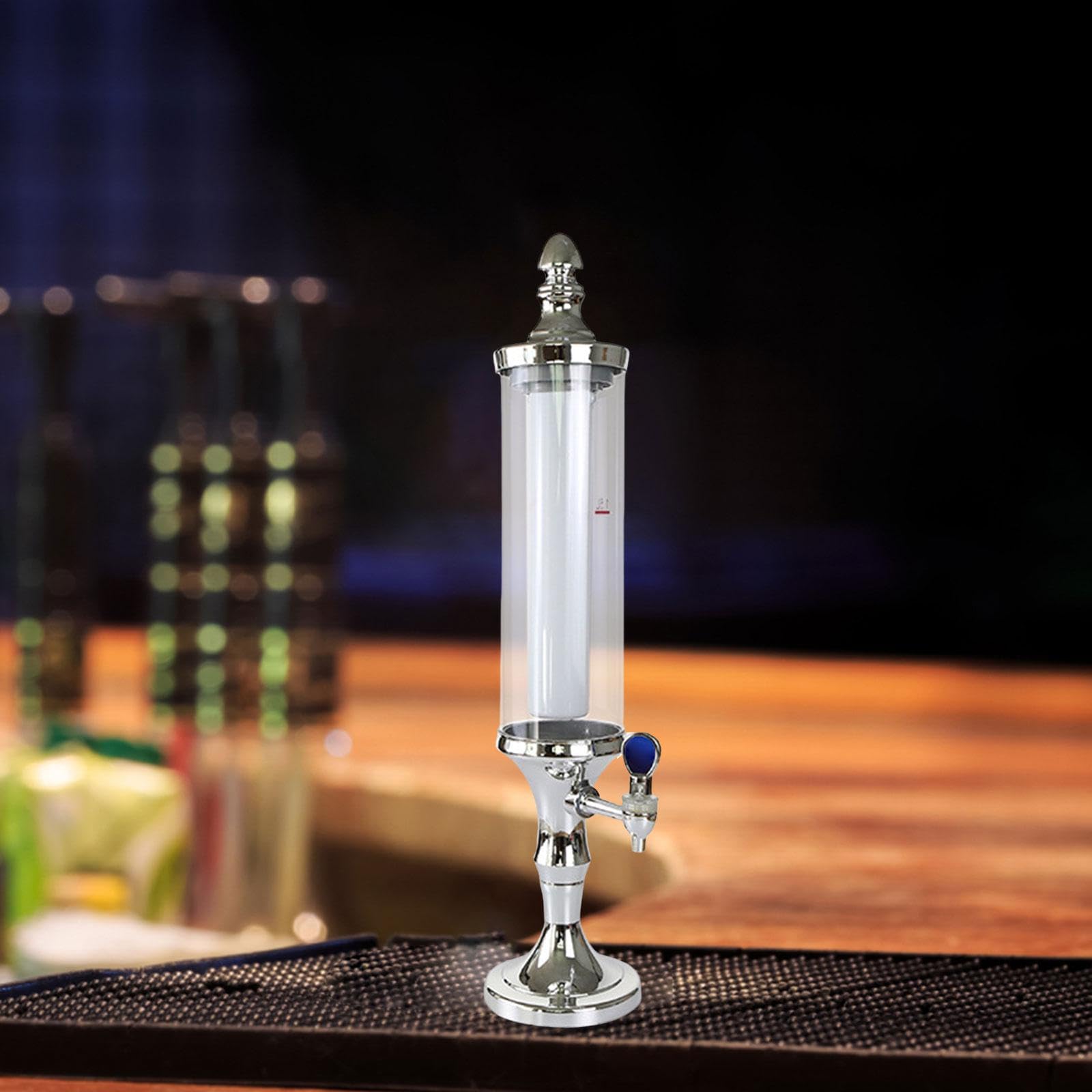 predolo Dispensador de Torre de Cerveza con luz LED, fácil de Limpiar, Torre de Cerveza portátil extraíble de Gran Capacidad para Mesa de hogar, Cocina, Plata