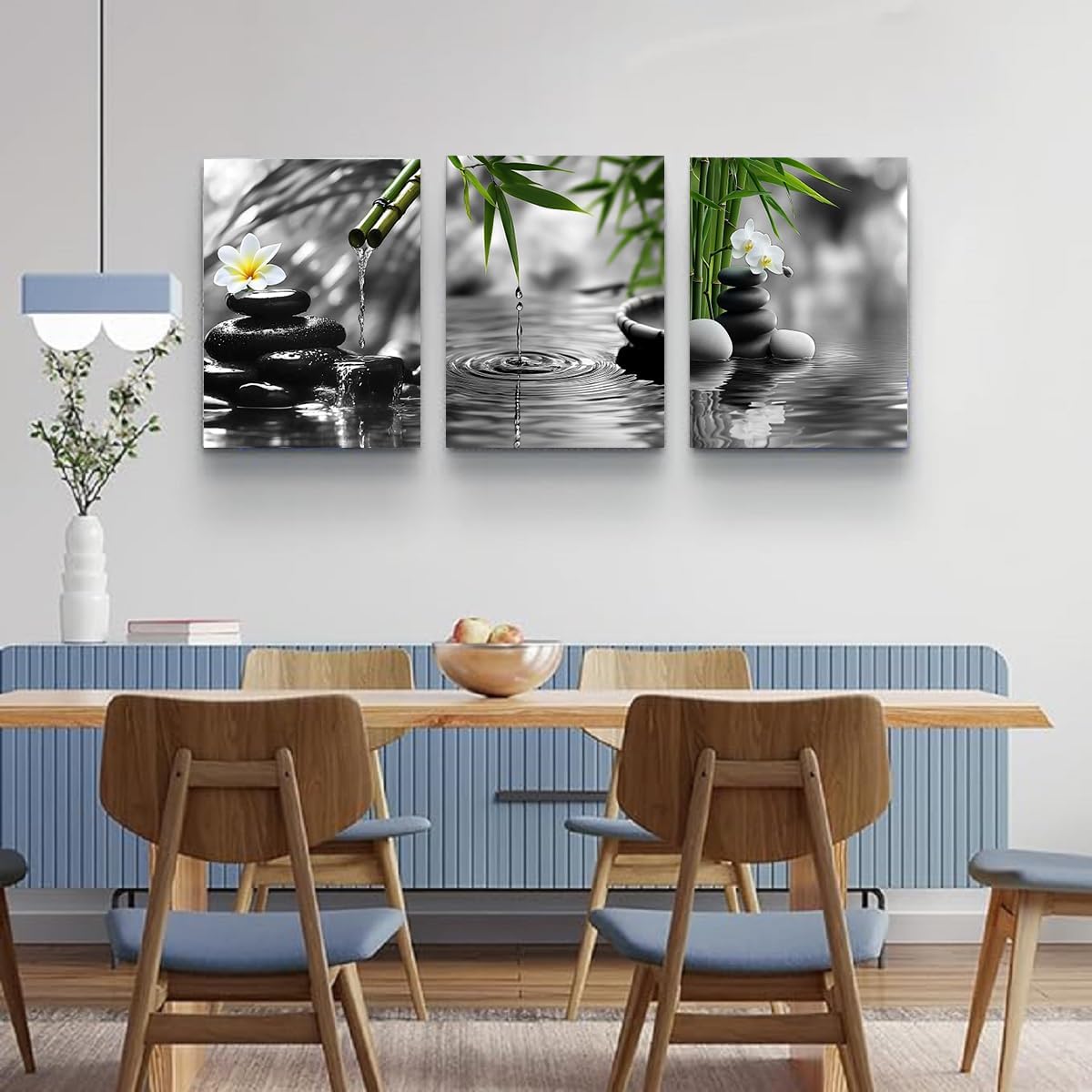 Yxbhhym Black and White Zen Wall Art Poster Gray Prints Green Room Decor Buddha Canvas Pictures Zen Artwork for Spa Living Room Wall Decoration Bathroom Wall Art Bedroom Home Decor Framed