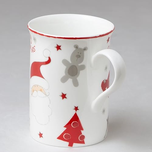Miniatura 3 de Tazas de té de café de porcelana de hueso, 9 onzas, juego surtido de 4 (Santa Claus Merry Christmas)