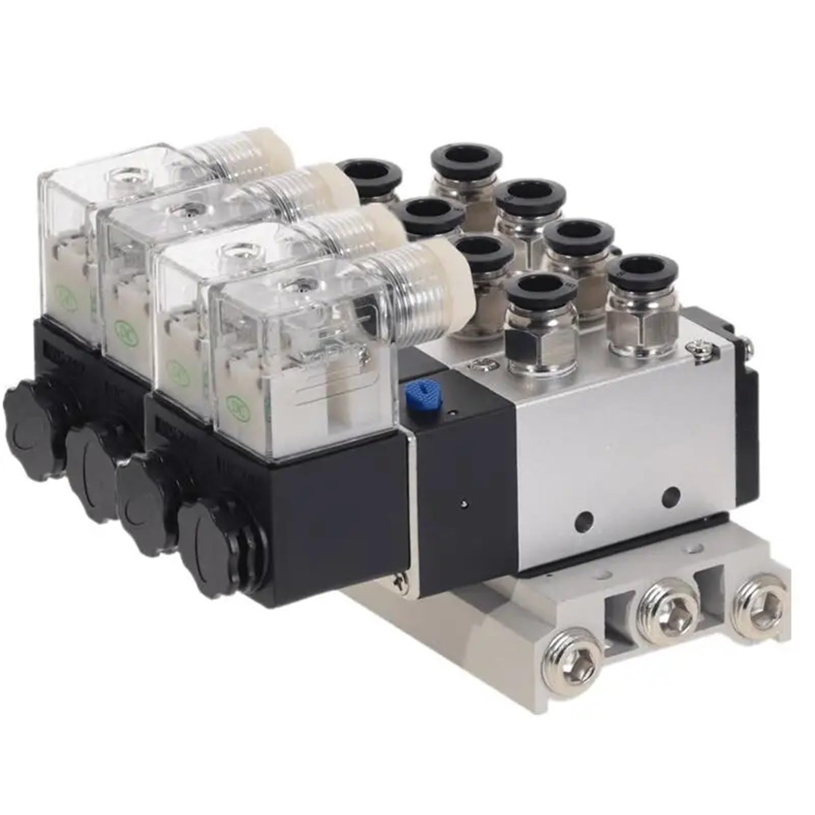 Électrovanne pneumatique 4V210-08 triple avec base et raccords 10mm AC 110V