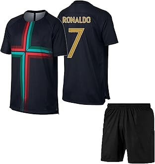 Ronaldo 7 Football Jersey with Black Shorts(Kid's, Boy's& Men)