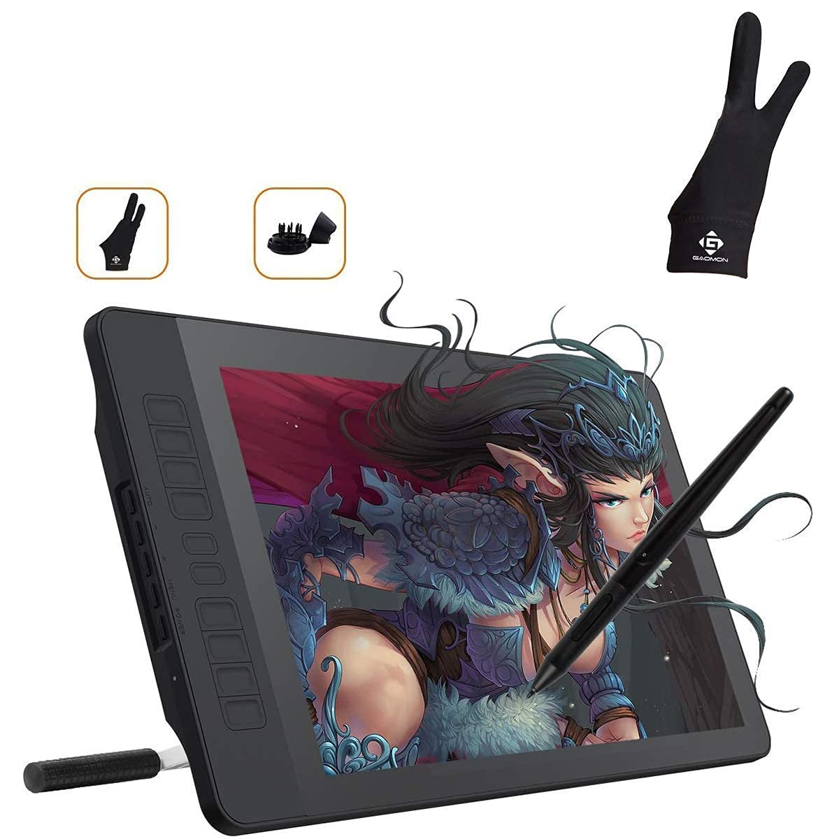 GAOMON PD1560 Pen Display & 2-Finger Gloves- 15.6'' 8192 Pen Pressure Graphics Drawing Monitor Table