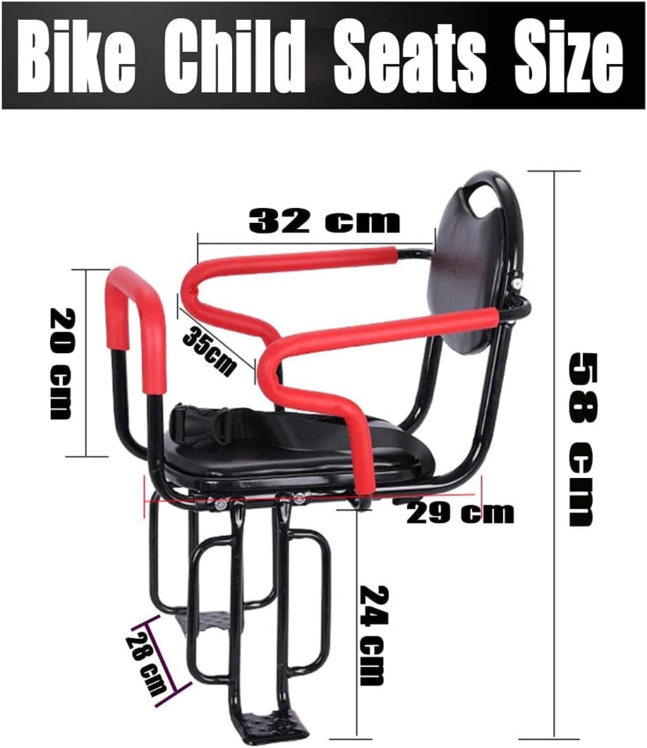 Bicycle Kids Seat Rear Mount, Child Bike Seat Rear Rack Mount, Back Child Seat for Bike with Backrest Foot Pedals/Armrest and Detachable Fence for 2-6 Year Old Children
