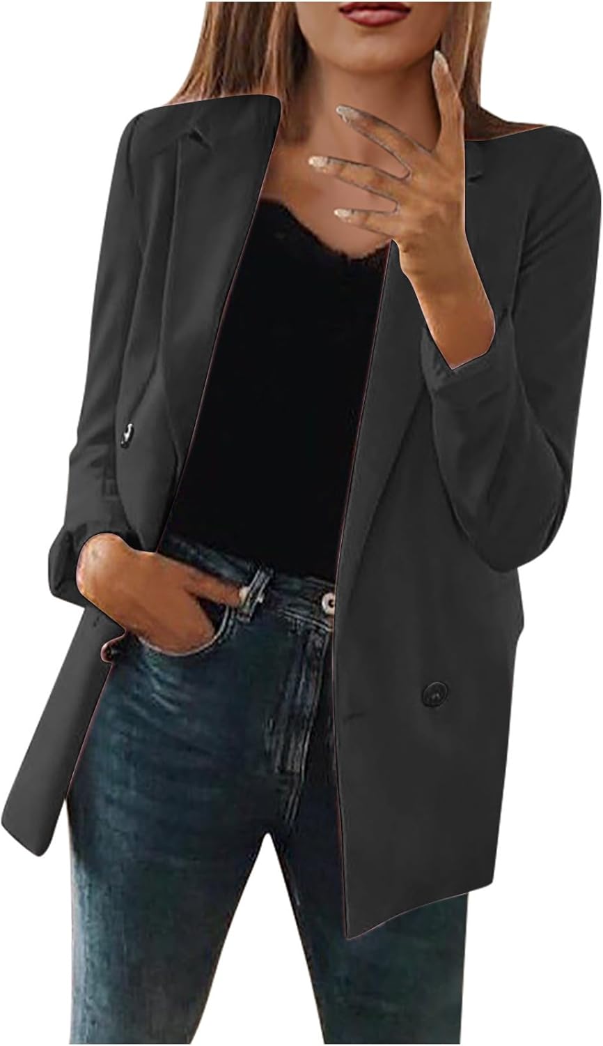 Womens Blazers Dressy Casual Long Sleeve Double Breasted Slim Blazers