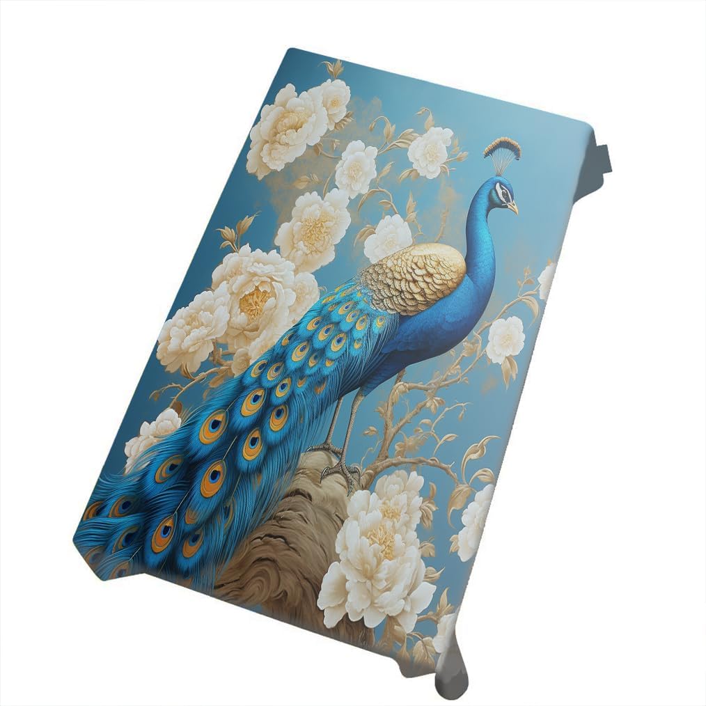 Fantasy Peacock Rectangle Table Cloth, Beautiful Flower Elegant Animal Pattern Tablecloth Waterproof Wrinkle Resistant Table Cover for Kitchen Dining Room Decoration 60Wx84L Inch