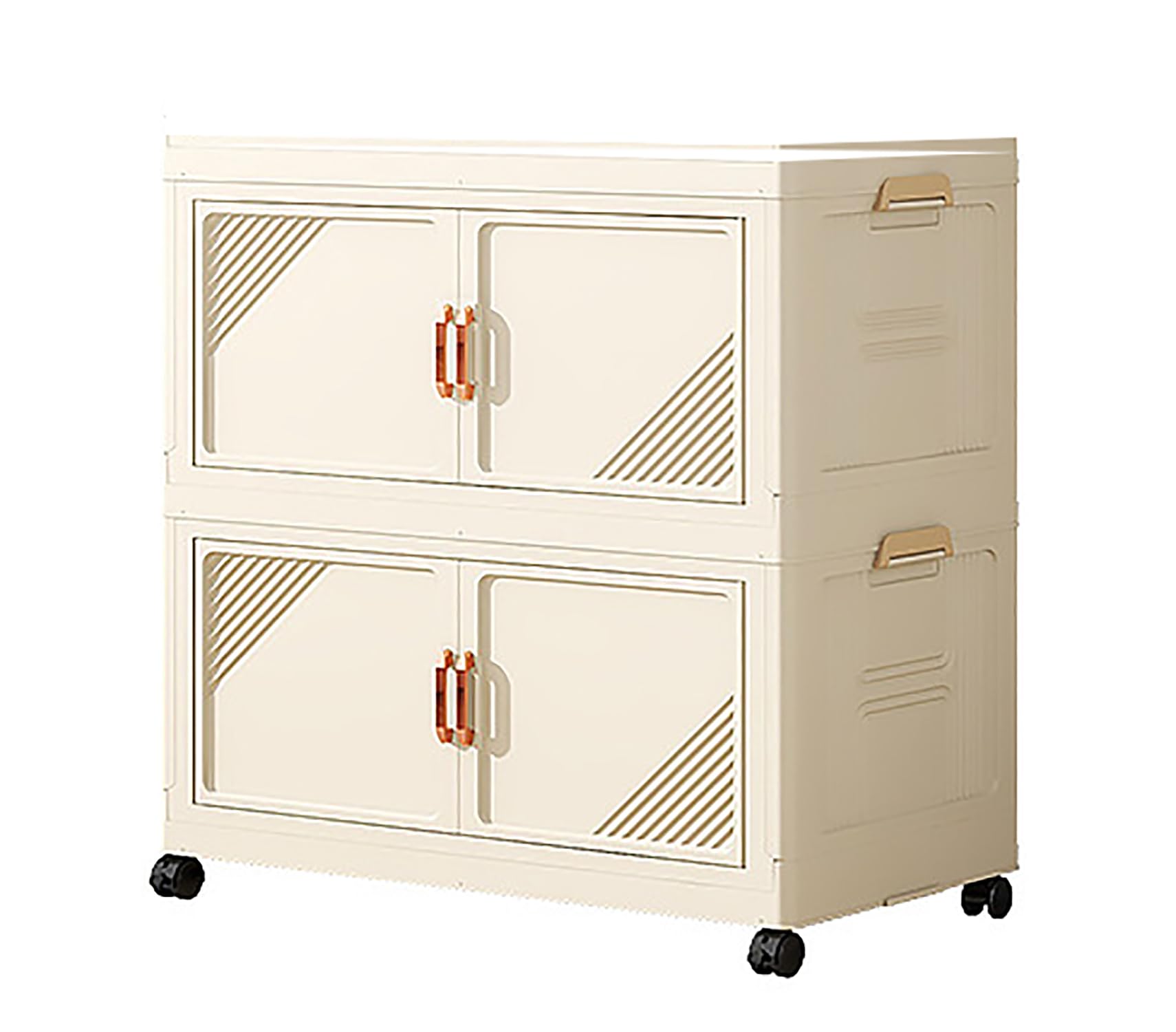 House of Quirk Plastic Storage Bins for Closet Organizers, Folding Storage Box, Open Front Door, Collapsible Storage Bins 45cm (2 Layer, Beige)-image-46