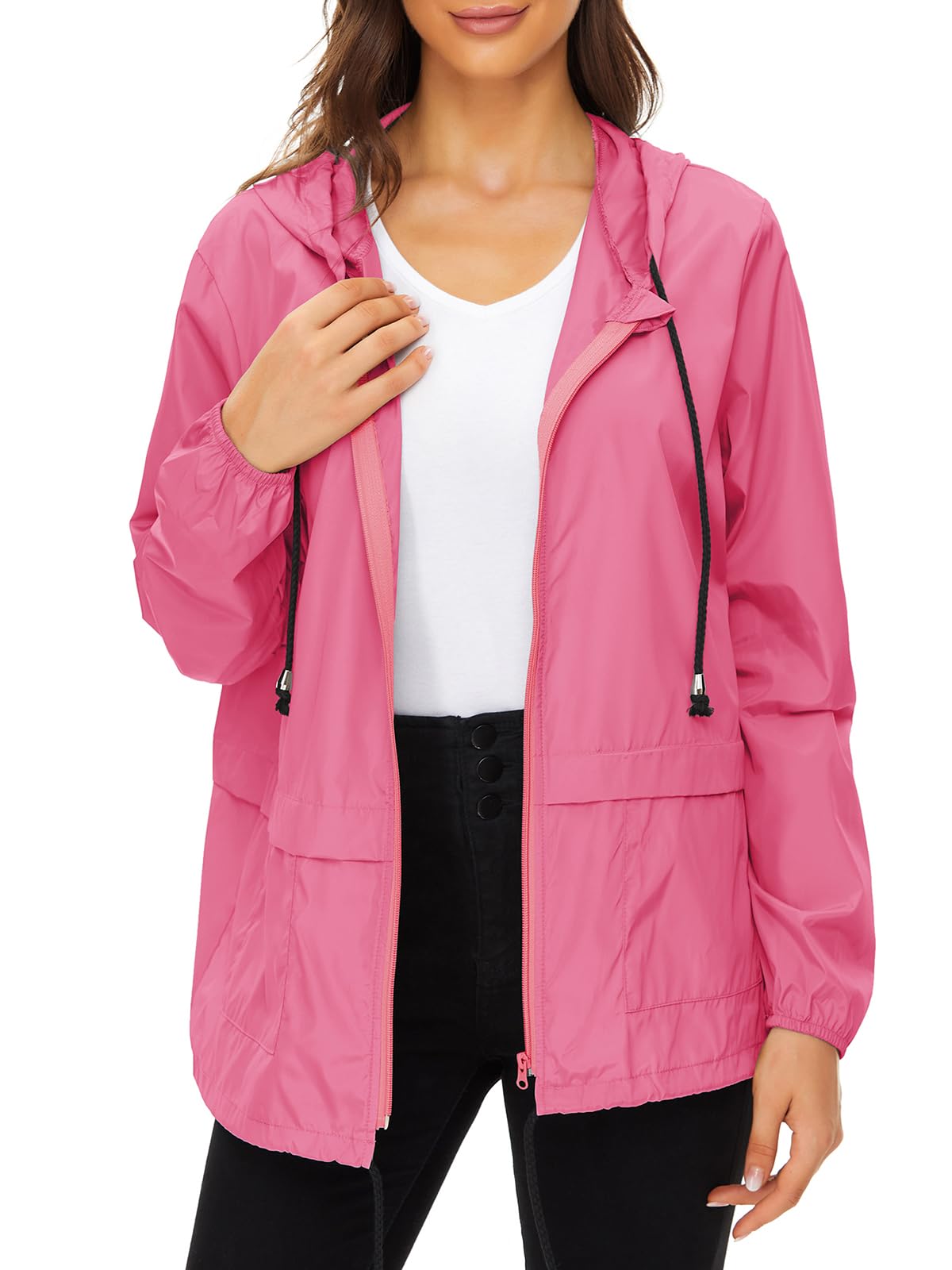 Century Star Packable Rain Jackets for Women Waterproof Lightweight Raincoat with Hood Windbreaker Jacket Women Rain Coats