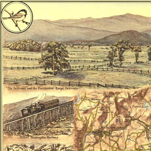 Miniatura 3 de National Geographic White Mountains of New Hampshire 1937 - Serie de mapas históricos de pared, 20 x 17 pulgadas, lienzo enrollado