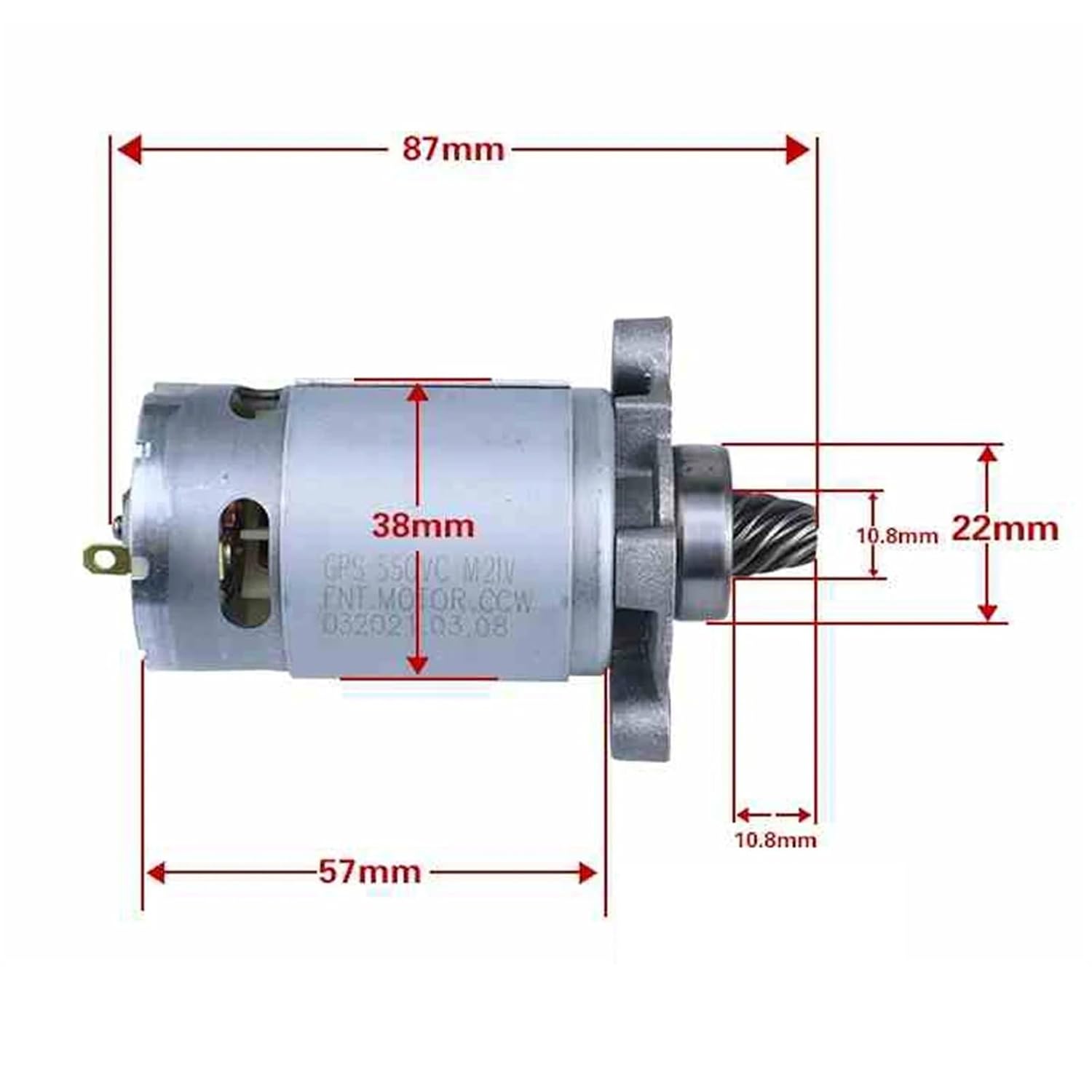 Rechargeable Reciprocating Saw Motor 8 Teeth Electric 550 Type DC Motor DC21V Handheld Cutting Lithium Electric Saw Motor(Type2)