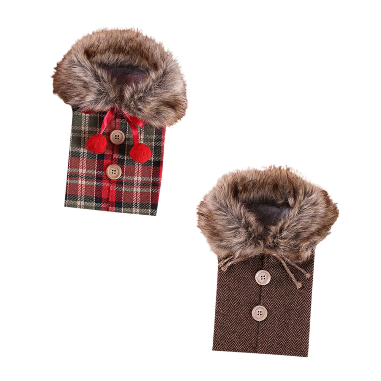 Mikinona 2 Pièces Housse de Bouteille Vin Noël Toile de Jute avec Nœud Couverture Décorative pour Fête et Ambiance Festive