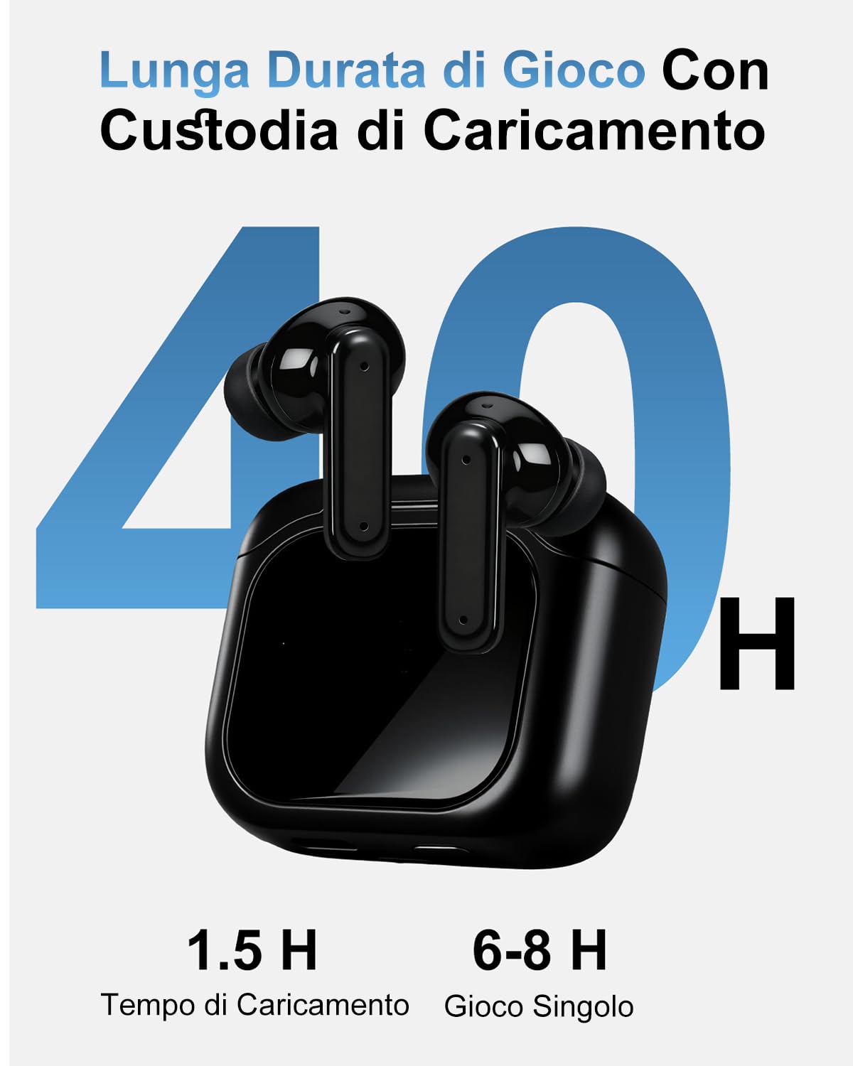 Cuffie Bluetooth con Touchscreen, Auricolari In-Ear Senza Fili, Auricolari Bluetooth 5.4, con Cancellazione Del Rumore ANC+ENC, IPX7 Impermeabili, Immersiver Deep Bass Nero Arancione
