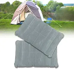 Kit 2 Travesseiro Inflável Aveludado Viagem Camping Compacto Portátil Dobrável Pneumático Ergonômico Macio Leve Conforto Apoio Cabeça Aviação Carro Ônibus Praia Mochila Válvula Segura