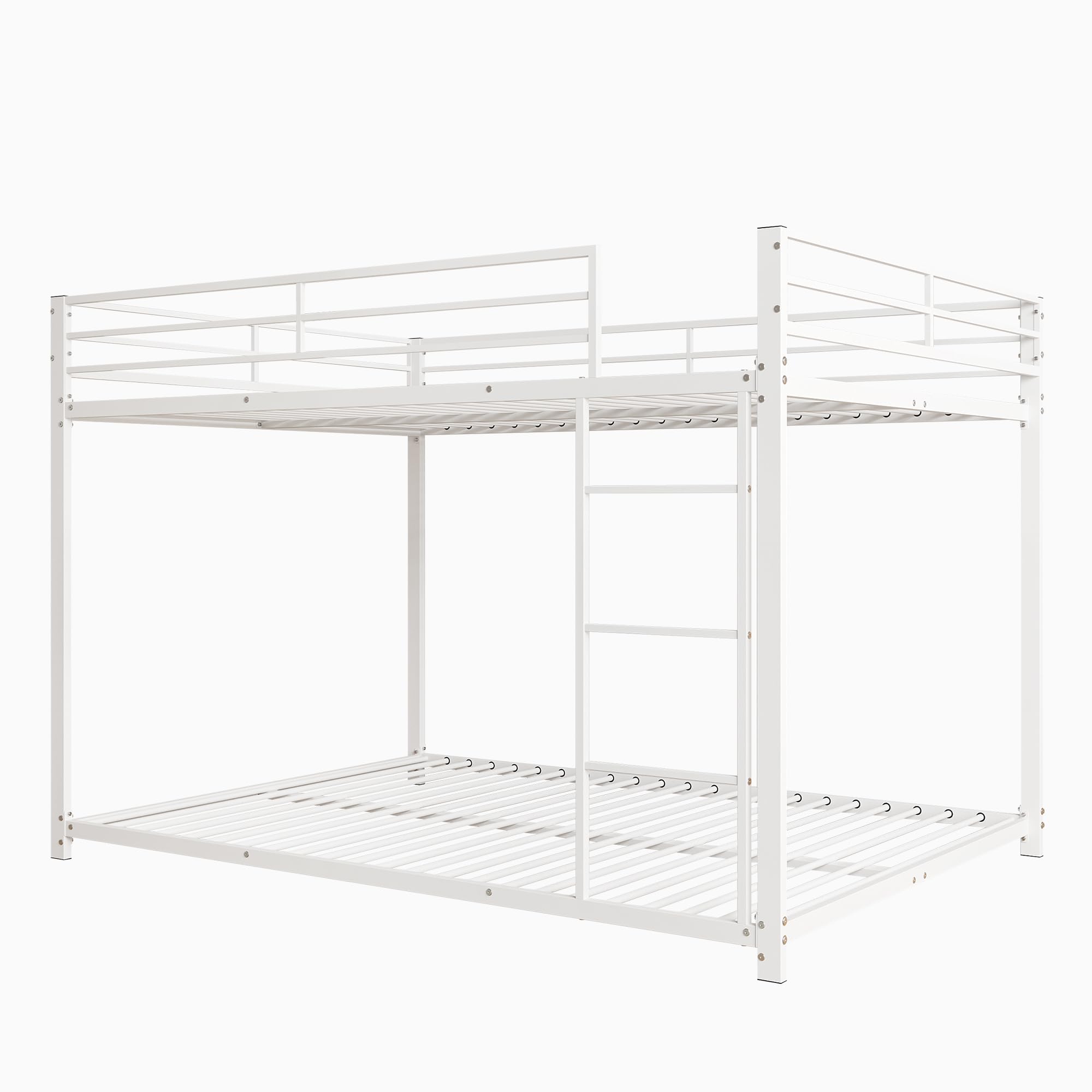 Moimhear Cama de hierro, 140 x 200 cm, camas infantiles, literas de hierro, literas de hierro en forma clásica, color blanco, 140 x 200 cm, WX000125-6