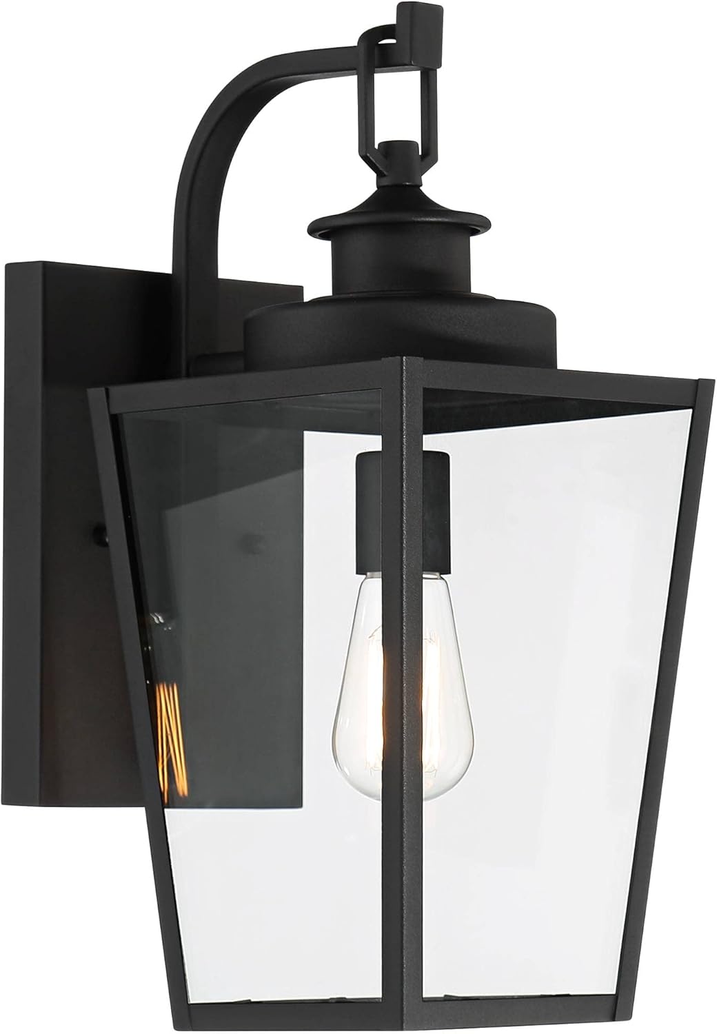 Possini Euro Design Ackerly Modern Outdoor Wall Light Fixtures Set of 2 Textured Black Lantern Frame 17 1/4" Clear Glass Panels for Post Exterior Barn Deck House Porch Yard Patio Garage Garden