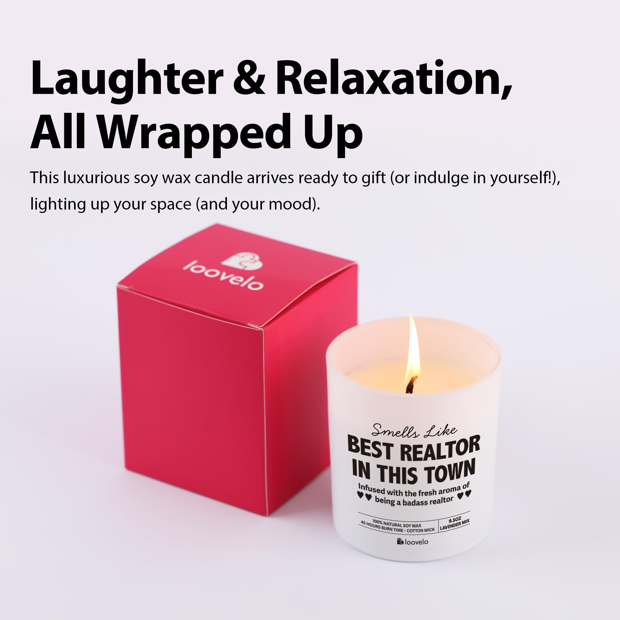Smells Like Best Realtor in This Town Realtors Gifts Brokers Real Estate Agents Closing Gifts for Realtor Salesman Saleswomen Scented Candle for Home Office Jar Candle Floral Lavender Scent 9.5 oz