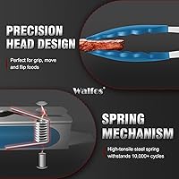 Vista 5 de Pinzas de cocina Walfos - 17,78 cm, 22,86 cm y 30,48 cm. Pinzas para alimentos resistentes al calor, acero inoxidable engrosado y puntas de silicona