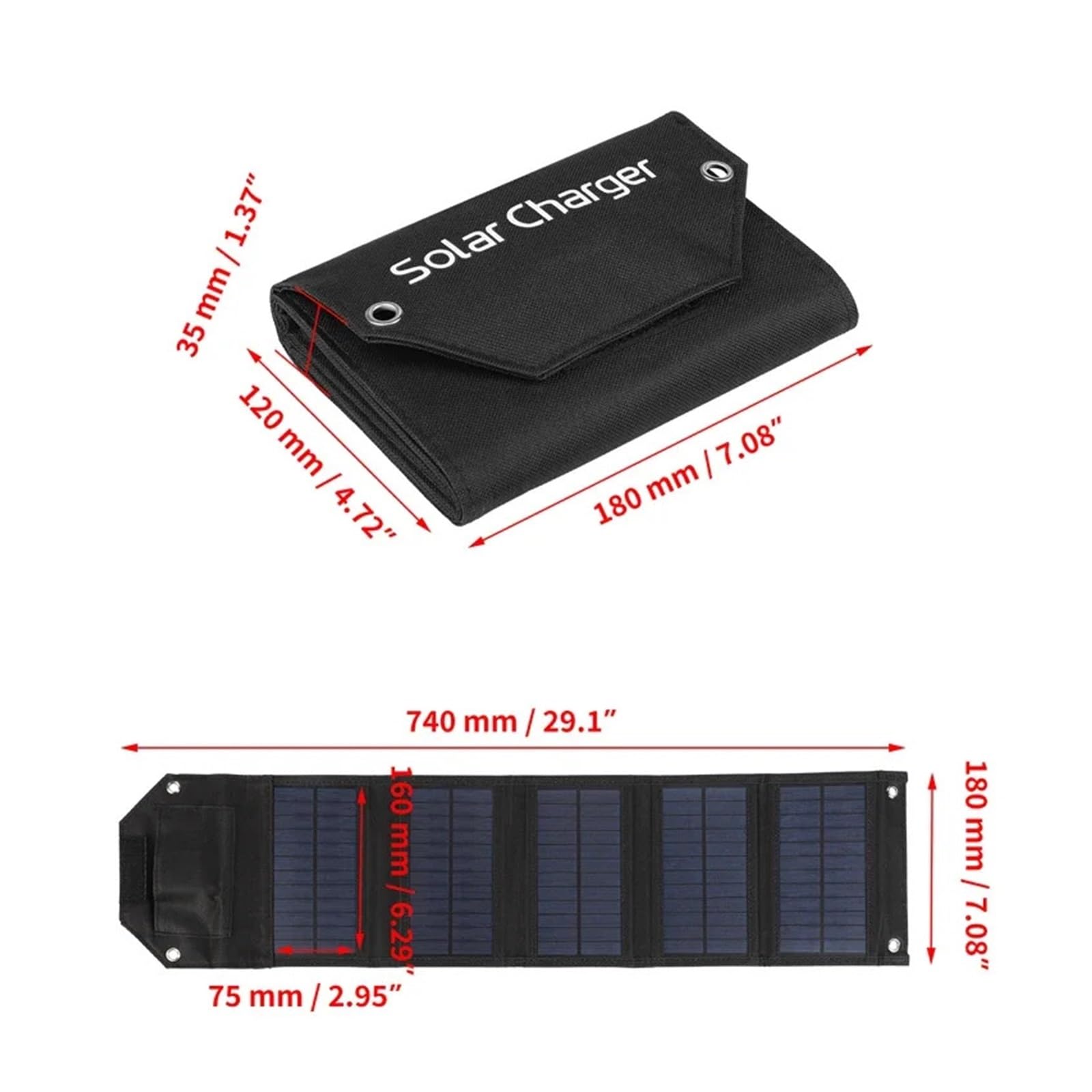 100W/80W/60W Pannello solare pieghevole 5V USB Caricatore solare pieghevole for borsa for cellulare Piastra solare for campeggio esterno Accumulatori e caricabatterie di riserva(80W Black)