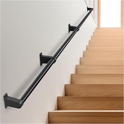 Miniatura 9 de SDNBHT Barandilla industrial para escaleras, barandillas de metal para escaleras interiores, montaje en pared, barandillas de escalera de 1.25